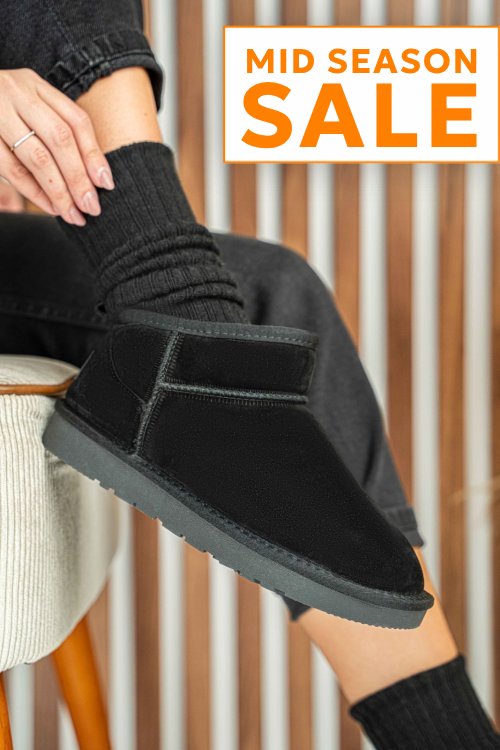 Ghete dama imblanite piele naturala intoarsa negre 1s771200