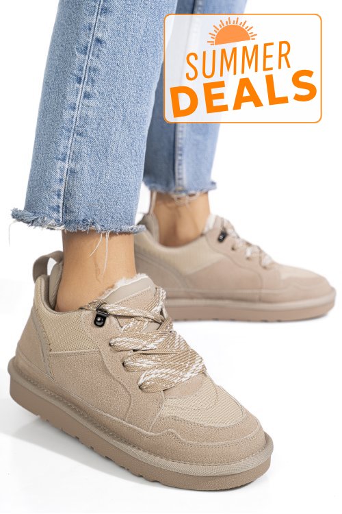 Pantofi sport bej piele naturala intoarsa 1s77204