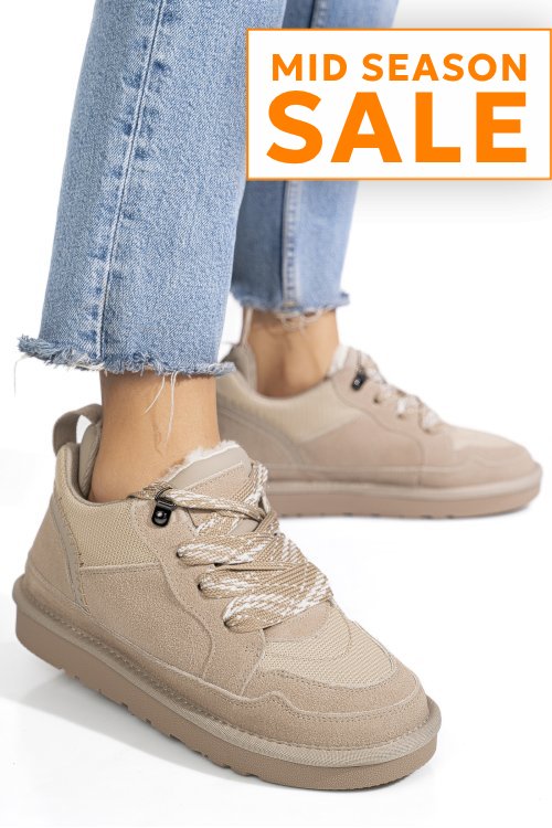 Pantofi sport bej piele naturala intoarsa 1s77204