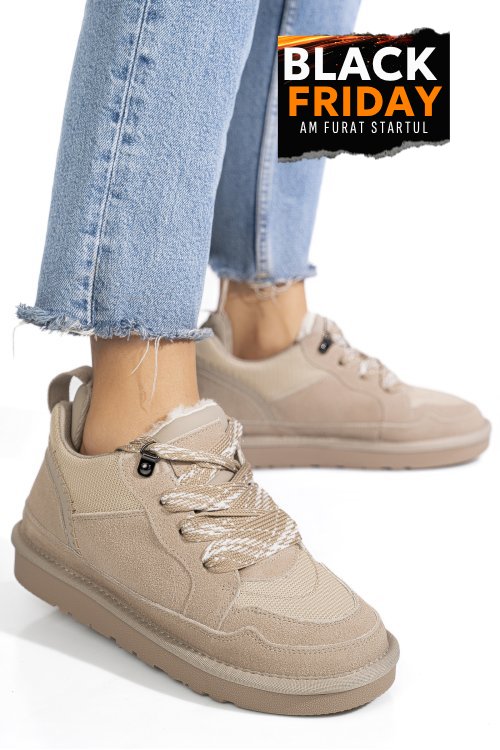 Pantofi sport bej piele naturala intoarsa 1s77204