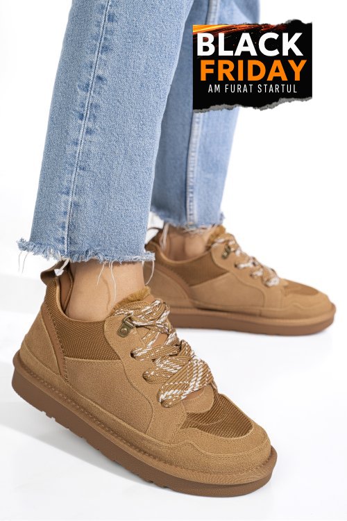 Pantofi sport camel piele naturala intoarsa 1s77204