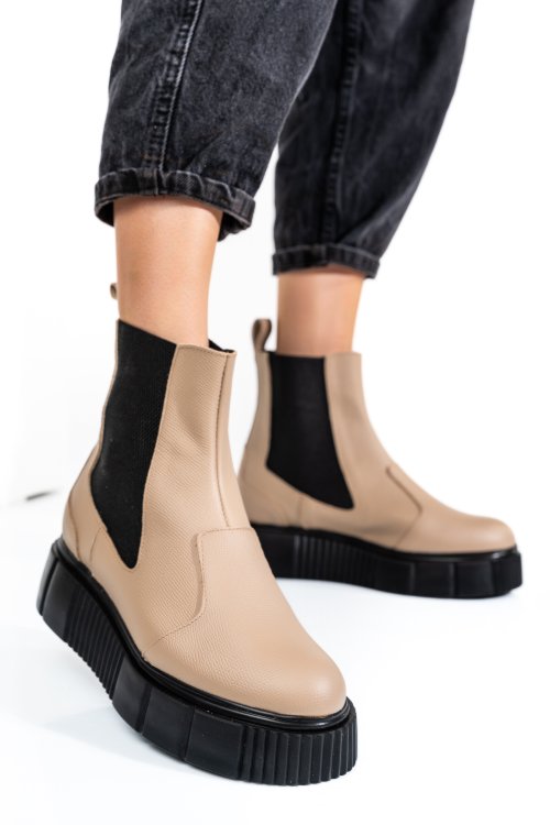 Ghete bej piele naturala 2pc01l