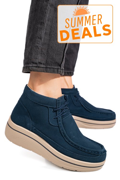 Ghete bleumarin piele naturala intoarsa 0sp585