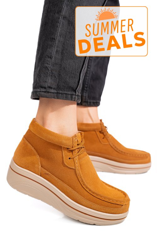 Ghete camel piele naturala intoarsa 0sp585