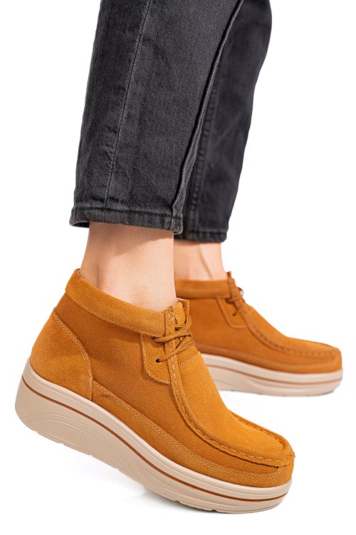 Ghete camel piele naturala intoarsa 0sp585