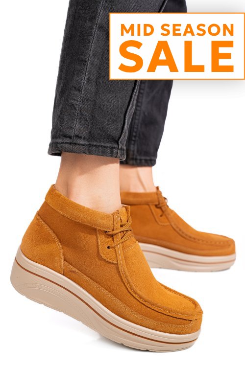 Ghete camel piele naturala intoarsa 0sp585