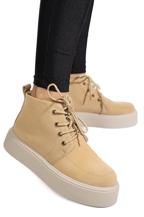 Ghete bej piele naturala intoarsa 1sp558