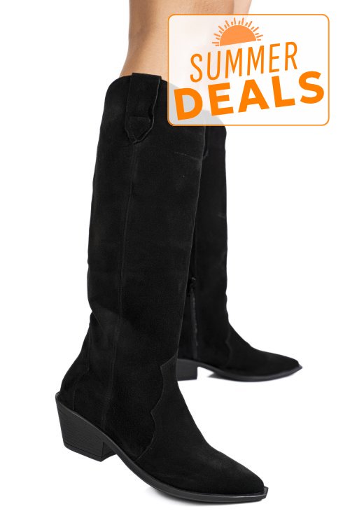 Cizme negre piele naturala intoarsa 4s7786