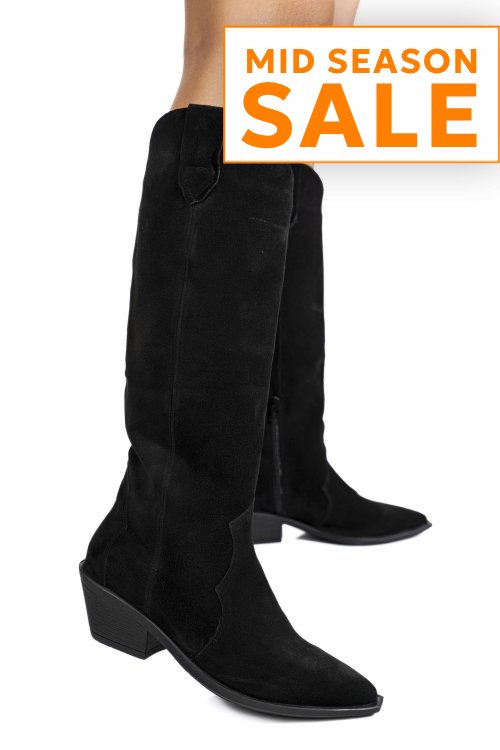 Cizme negre piele naturala intoarsa 4s7786