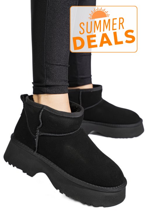 Ghete negre piele naturala intoarsa 1s77274