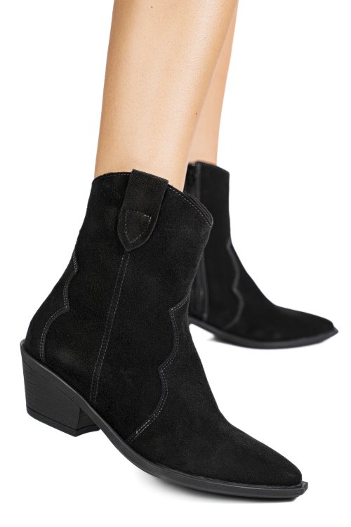Cizme negre piele naturala intoarsa 4s7787