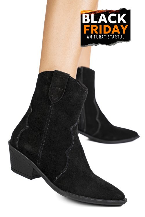 Cizme negre piele naturala intoarsa 4s7787