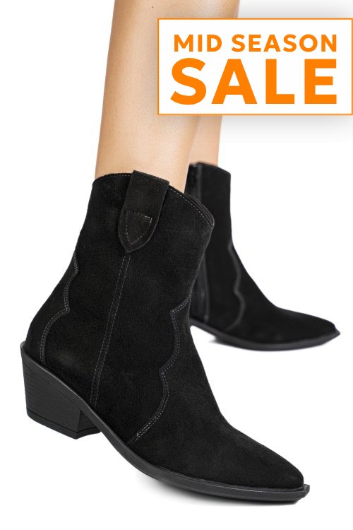 Cizme negre piele naturala intoarsa 4s7787