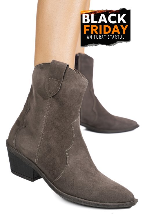 Cizme gri piele naturala intoarsa 4s7787