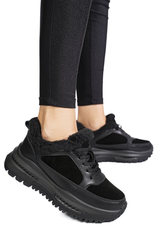 Pantofi sport negri piele naturala fsp001875