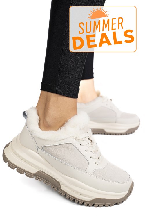 Pantofi sport bej piele naturala fsp001875