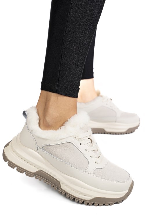 Pantofi sport bej piele naturala fsp001875