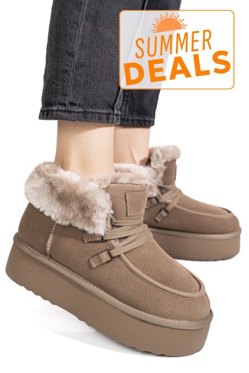 Ghete taupe piele naturala intoarsa is771270