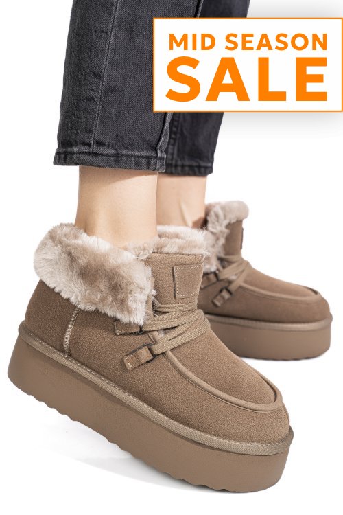 Ghete taupe piele naturala intoarsa is771270