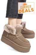 GHETE TAUPE PIELE NATURALA INTOARSA IS771270