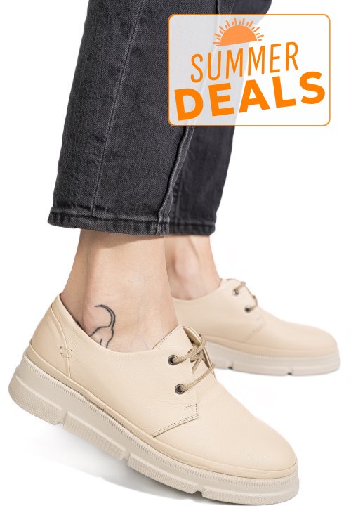 Pantofi sport bej piele naturala 5s77642
