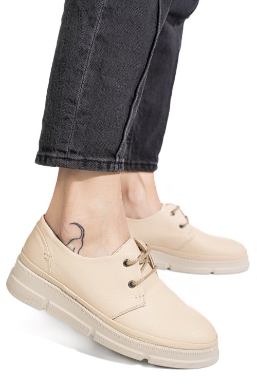 Pantofi sport bej piele naturala 5s77642