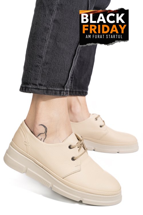 Pantofi sport bej piele naturala 5s77642