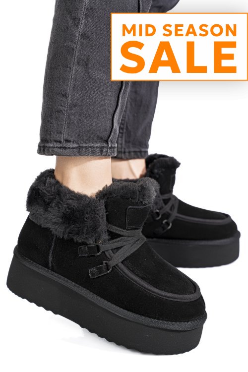 Ghete negre piele naturala intoarsa is771270