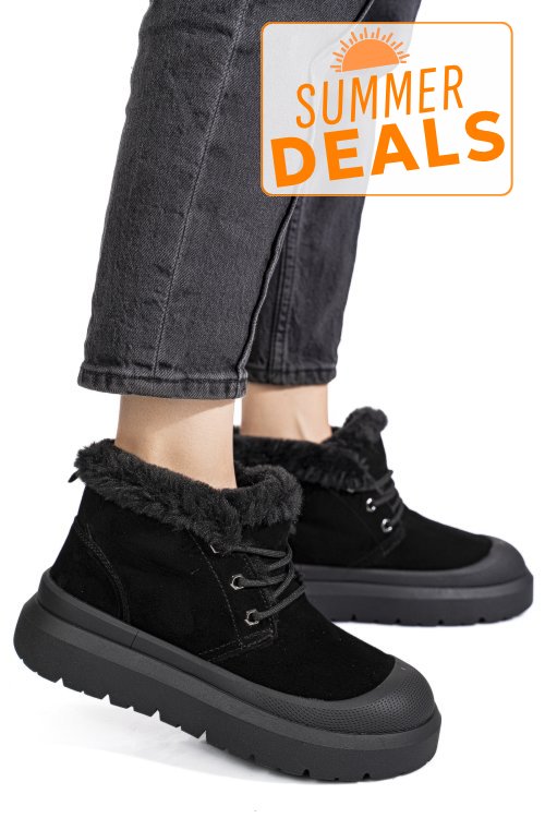 Ghete negre piele naturala is771400