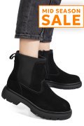 GHETE NEGRE PIELE NATURALA INTOARSA I444