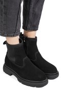 GHETE NEGRE PIELE NATURALA INTOARSA I444