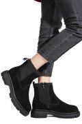 GHETE NEGRE PIELE NATURALA INTOARSA I444