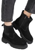 GHETE NEGRE PIELE NATURALA INTOARSA I444