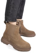 GHETE TAUPE PIELE NATURALA INTOARSA I444