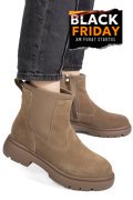 GHETE TAUPE PIELE NATURALA INTOARSA I444