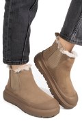 GHETE TAUPE PIELE NATURALA INTOARSA IS771403