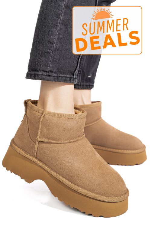 Ghete camel piele naturala intoarsa 1s77274