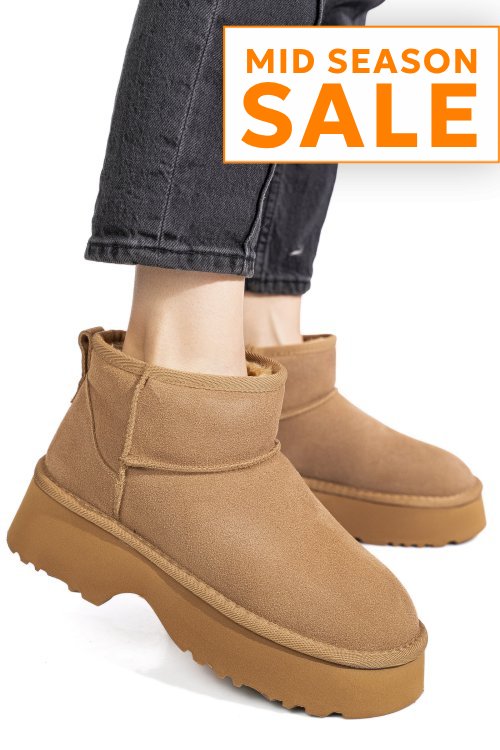 Ghete camel piele naturala intoarsa 1s77274