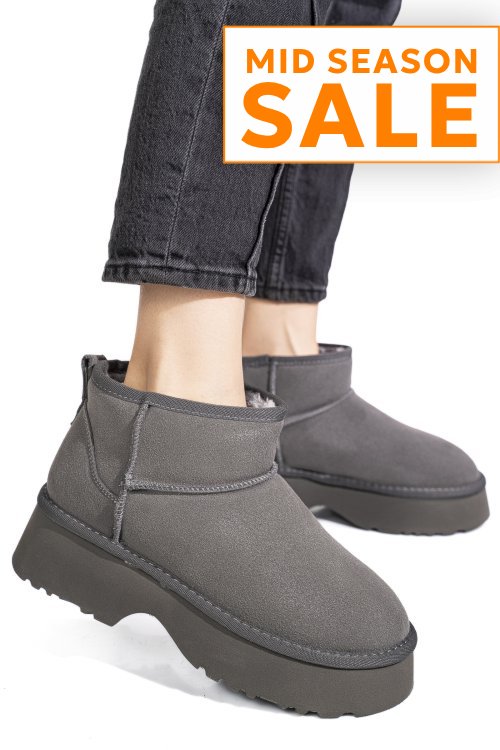 Ghete gri piele naturala intoarsa 1s77274