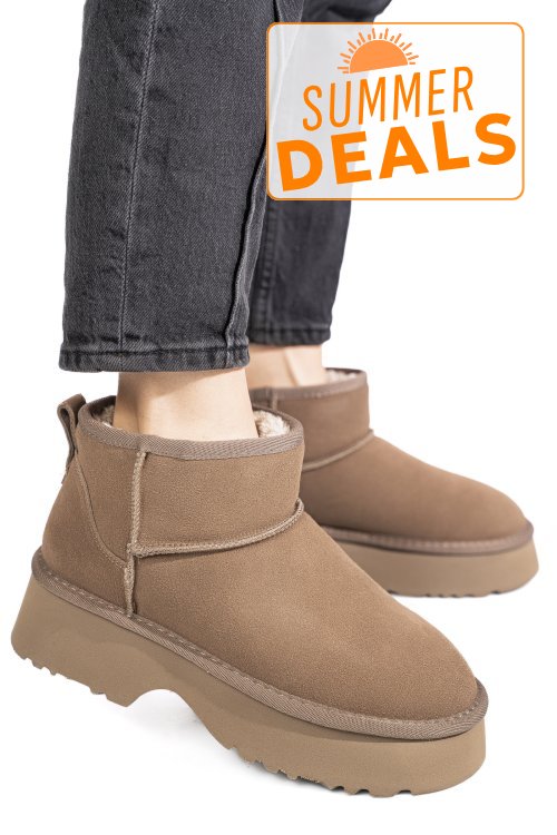 Ghete taupe piele naturala intoarsa 1s77274