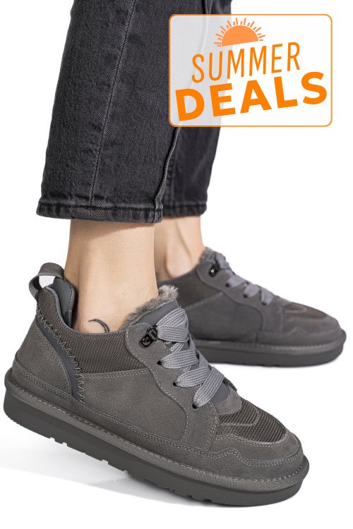 Pantofi sport gri piele naturala intoarsa 1s77204