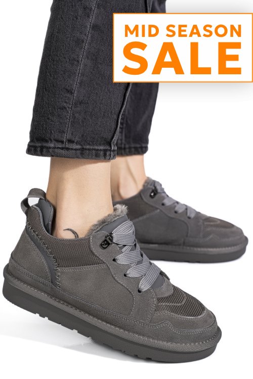 Pantofi sport gri piele naturala intoarsa 1s77204