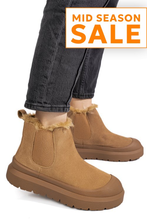 Ghete camel piele naturala intoarsa is771403