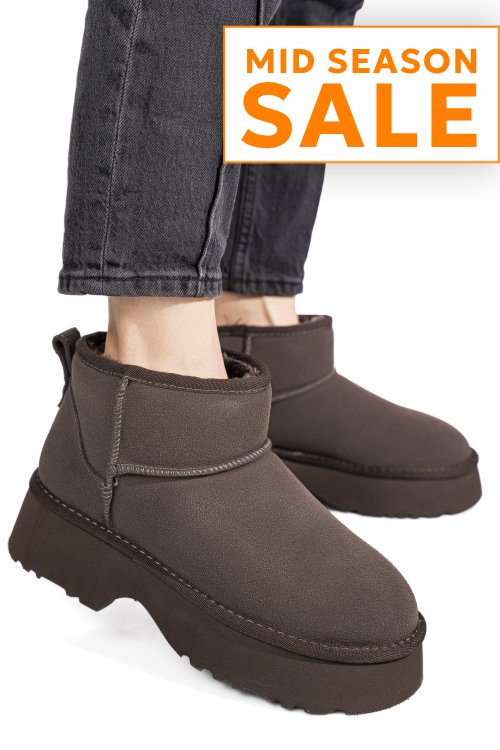 Ghete maro inchis piele naturala intoarsa 1s77274