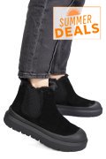 GHETE NEGRE PIELE NATURALA INTOARSA IS771403