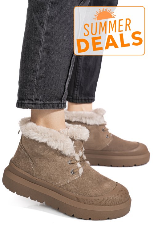 Ghete taupe piele naturala is771400
