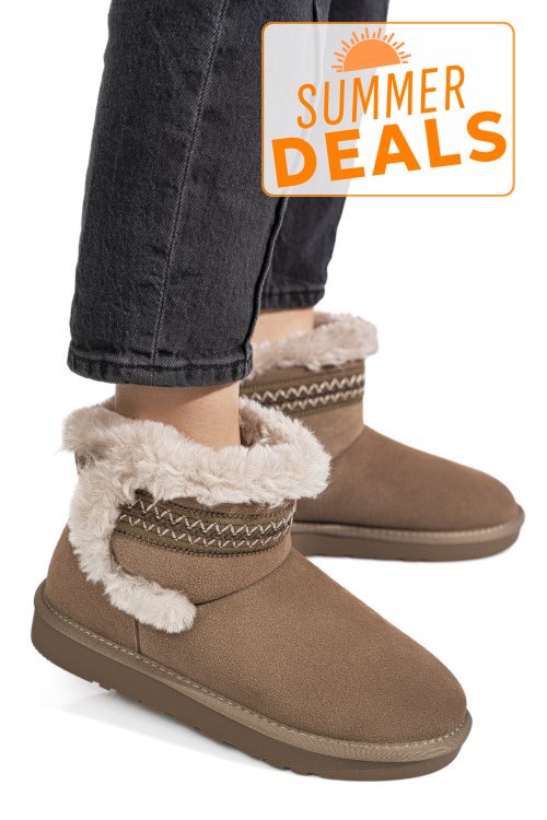 Cizme taupe piele naturala intoarsa is771214