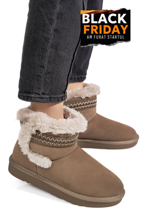 Cizme taupe piele naturala intoarsa is771214