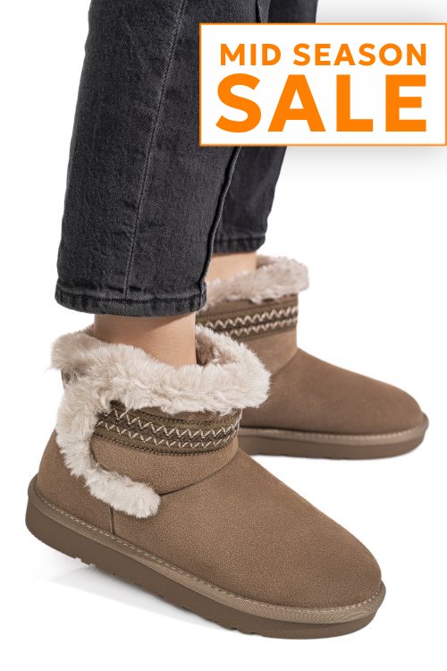Cizme taupe piele naturala intoarsa is771214