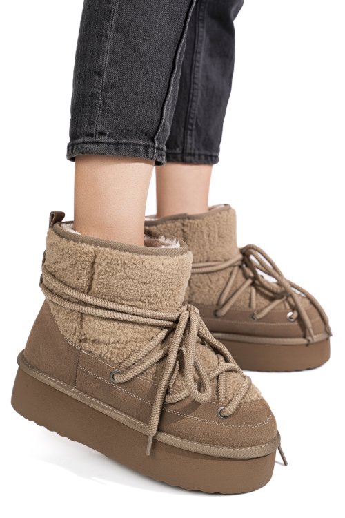 Cizme taupe piele naturala intoarsa 1s77265